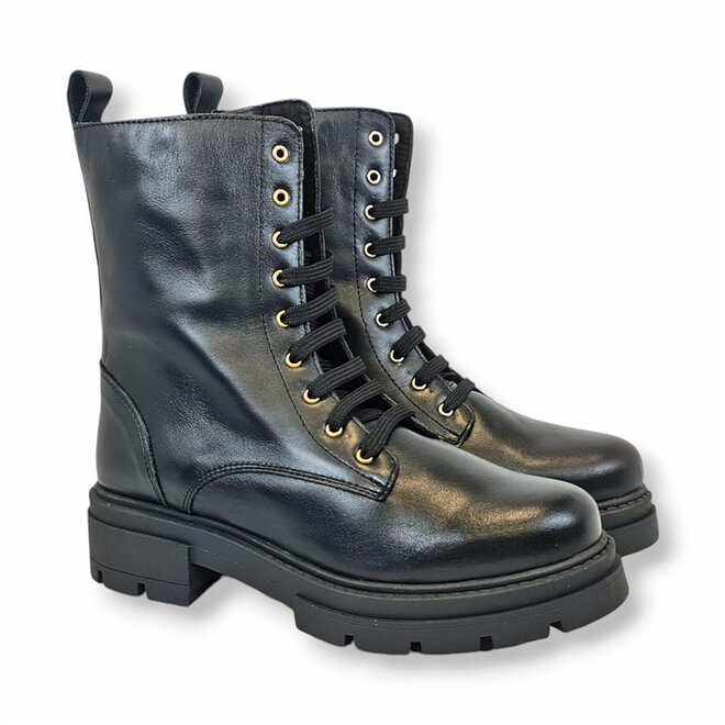 Veterboots Zwart Leer Combat