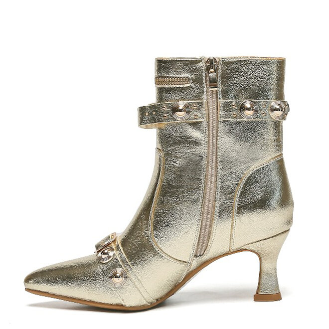 Enkellaarsjes Goud Studded Zip