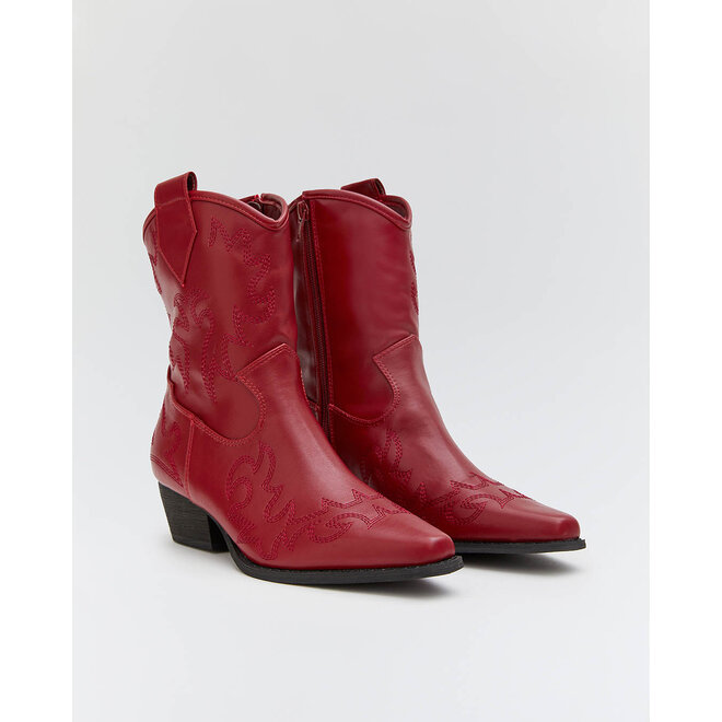 Cowboylaarzen Rood Kort Stiksels