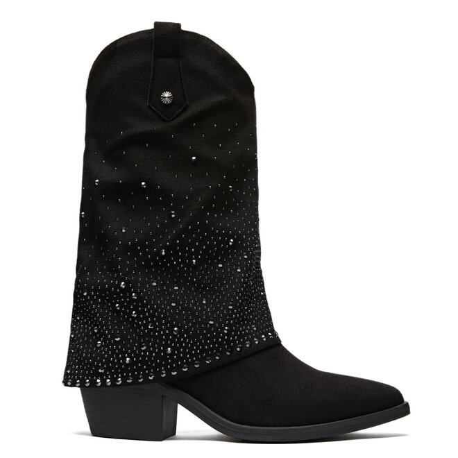 Cowboylaarzen Zwart Suedine Rhinestone Omslag