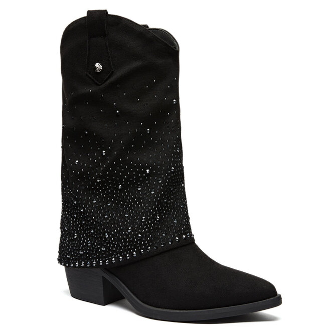 Cowboylaarzen Zwart Suedine Rhinestone Omslag