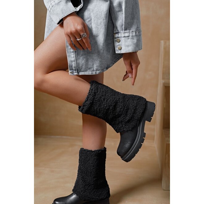 Cowboylaarzen Zwart Suedine Rhinestone Omslag