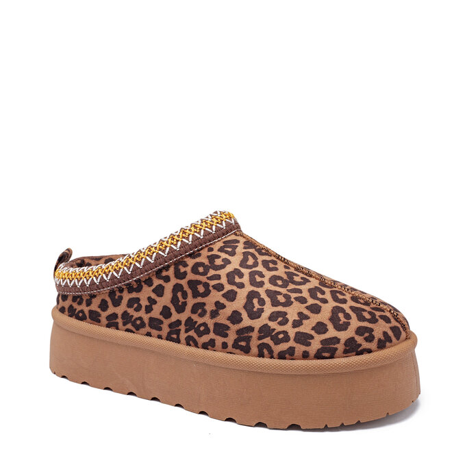 Instap Pantoffel Leopard Suedine Zig Zag