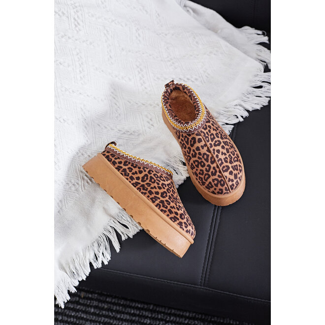 Instap Pantoffel Leopard Suedine Zig Zag