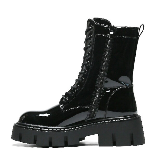 Veterboots Zwart lak BB Gesp