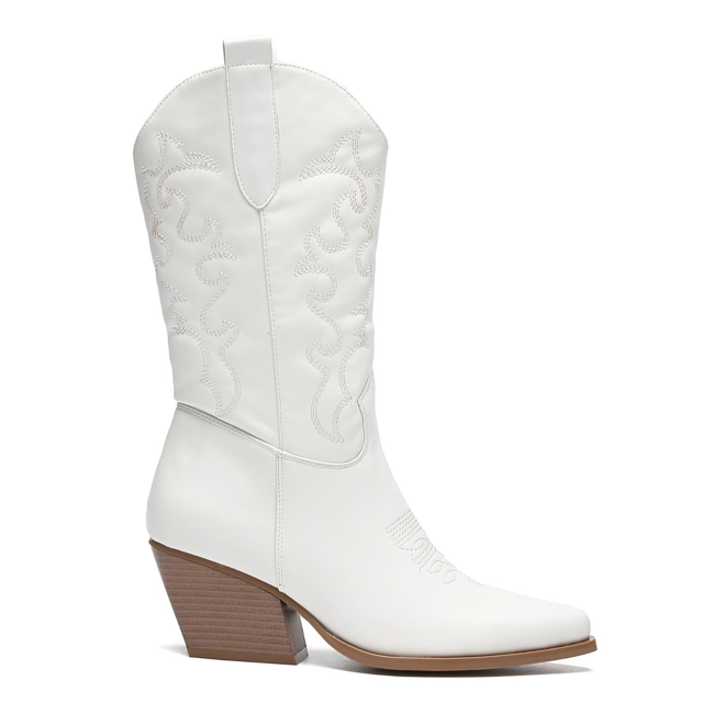 Cowboystiefel Weiß genäht