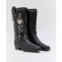 Cowboystiefel Schwarz Blumenstickerei