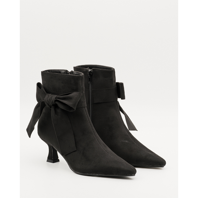 Stiefelette Schwarz Suedine Bow
