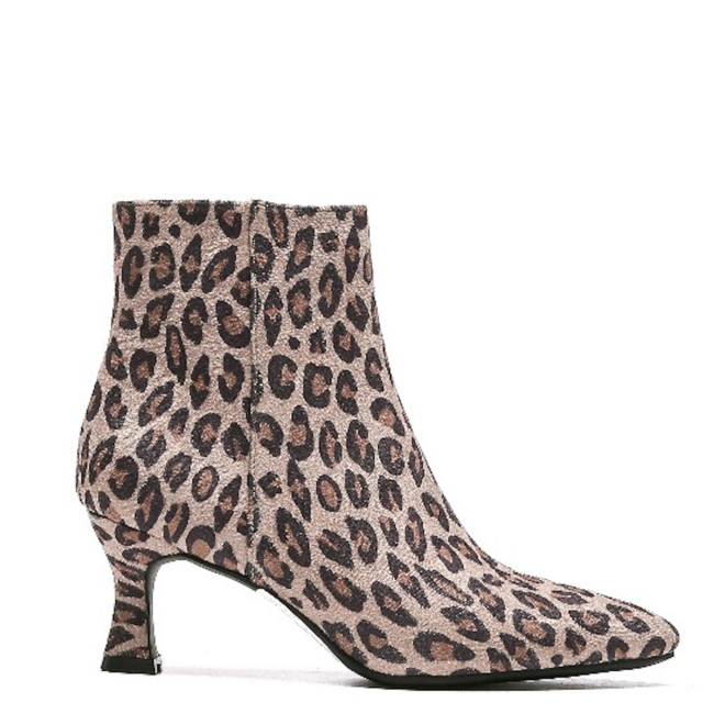 Enkellaarsjes Leopard Suedine Basic
