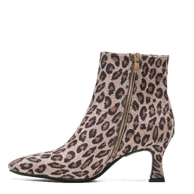 Enkellaarsjes Leopard Suedine Basic