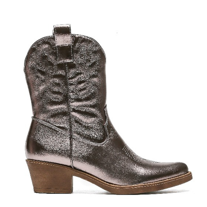 Cowboylaarzen Gun Metallic Kort Stiksels
