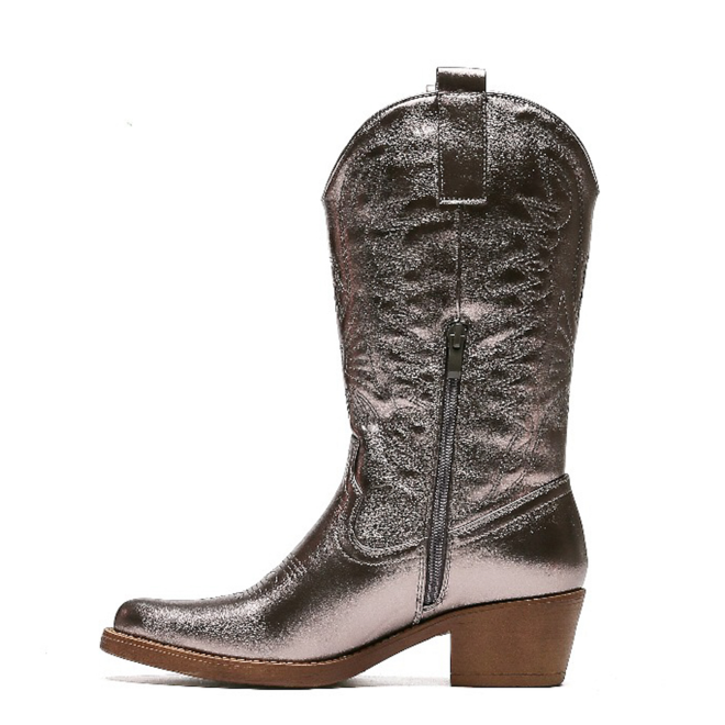 Cowboylaarzen Gun Metallic Stiksels