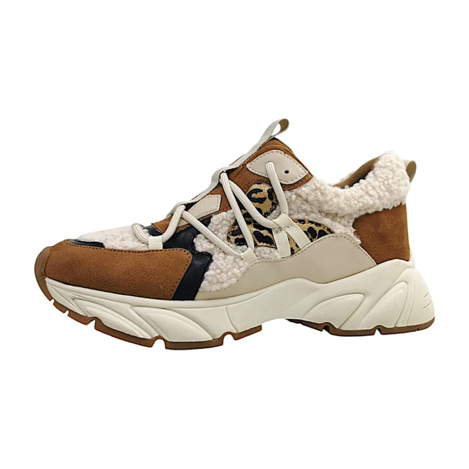 Sneakers Beige Chunky Teddy Leopard