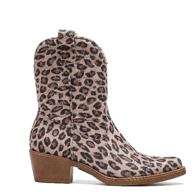Cowboylaarzen Leopard Kort Stiksels