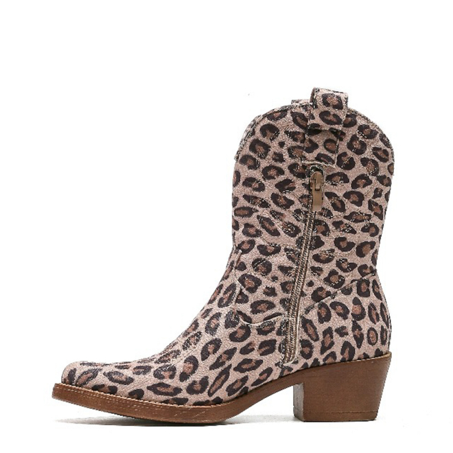 Cowboylaarzen Leopard Kort Stiksels