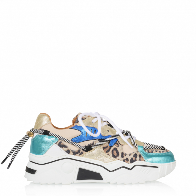 DWRS Turnschuhe JUPITER Leopard Beige Aqua