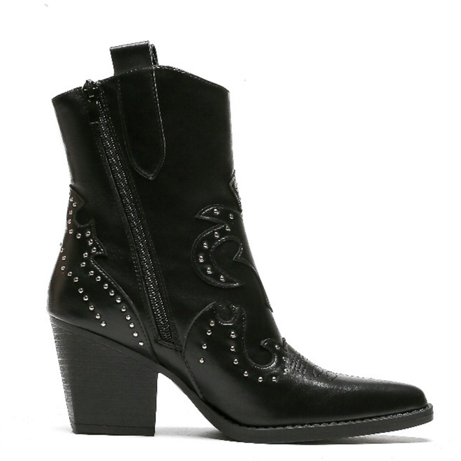 Cowboystiefel Schwarz Flame Studs