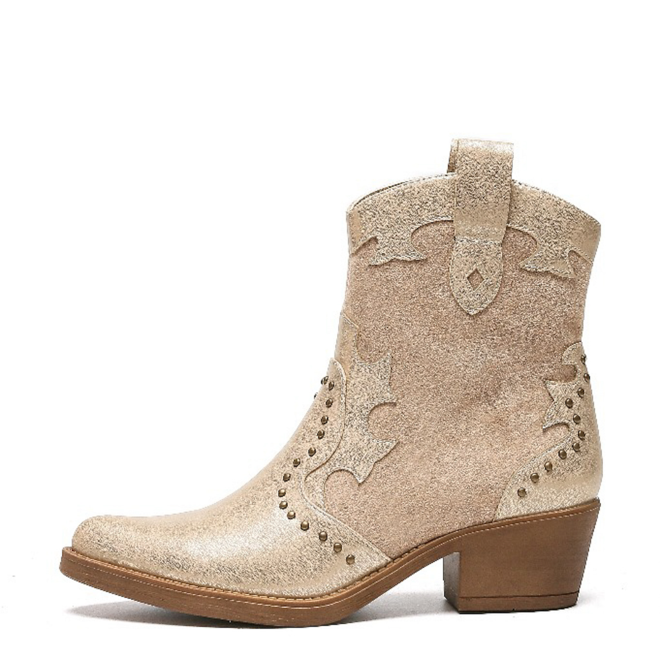 Cowboystiefel Khaki Suedine Flame Nieten Gold