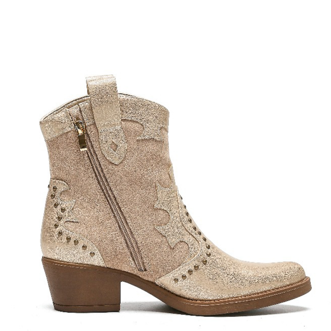 Cowboystiefel Khaki Suedine Flame Nieten Gold