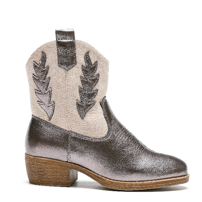Cowboylaarzen Meisjes Beige Suedine Color Metallic Flame