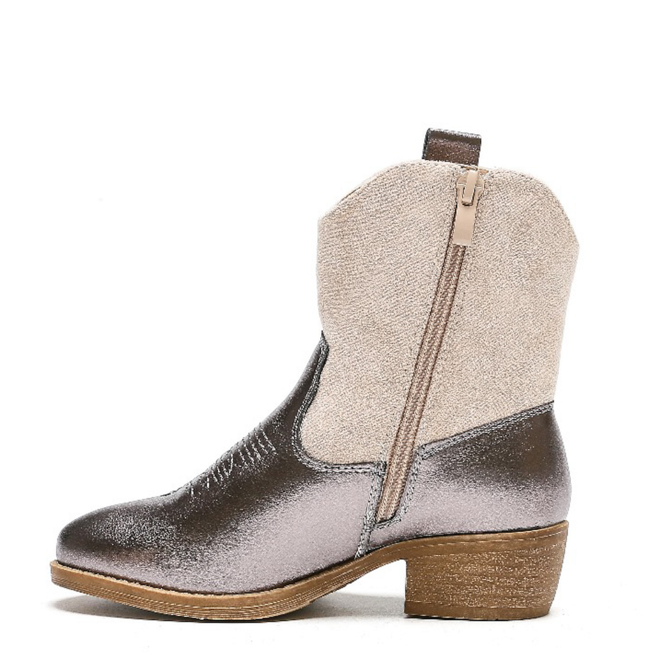 Cowboylaarzen Meisjes Beige Suedine Color Metallic Flame