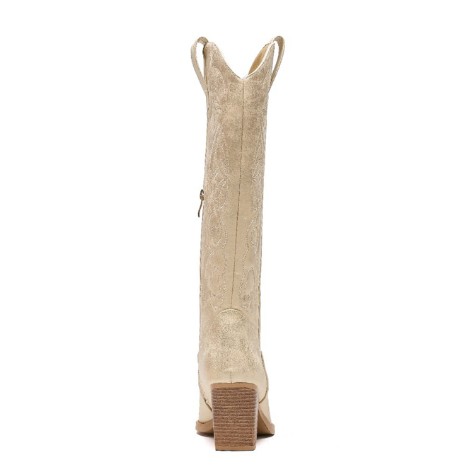 Hoge Cowboylaarzen Goud Spray Stiksels