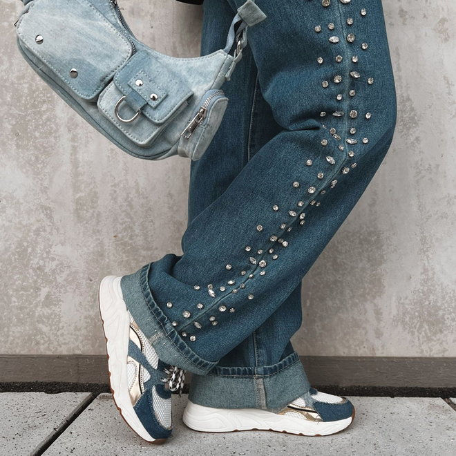 Sneakers Weiß Kae Jeans Blau