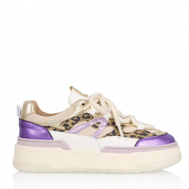 DWRS Turnschuhe WALTON leopard Sand - Lila
