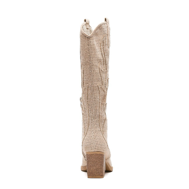 Hohe Cowboystiefel Beige Suedine Flame