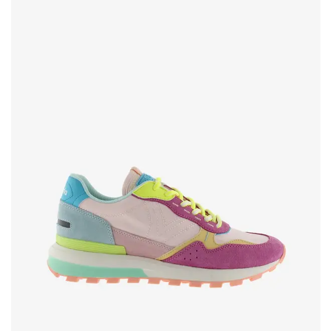 Sneakers Luna Nylon Multicolor Rosa Split Leather
