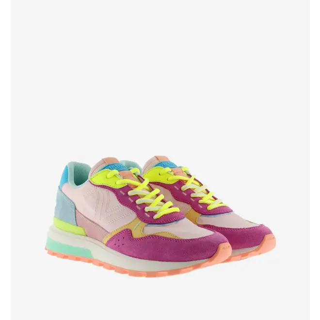 Sneakers Luna Nylon Multicolor Rosa Split Leather