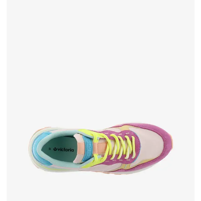 Sneakers Luna Nylon Multicolor Rosa Split Leather