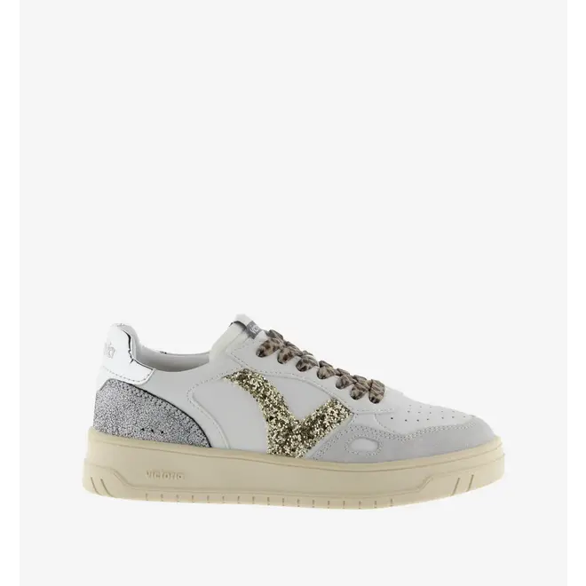 Turnschuhe Weiß Spaltleder Glitter Leopard