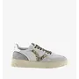 Turnschuhe Weiß Spaltleder Glitter Leopard