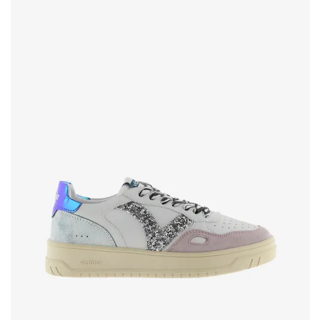 Turnschuhe Weiß Spaltleder Glitter Zebra