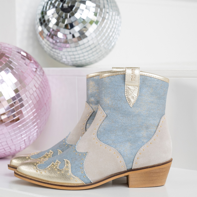 DWRS cowboylaarzen LYON Studs Champagne - Jeans