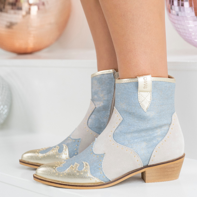 DWRS cowboylaarzen LYON Studs Champagne - Jeans