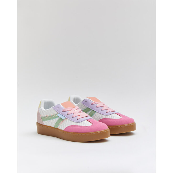 Sneakers Wit Colored Canvas