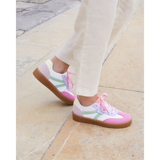 Sneakers Wit Colored Canvas