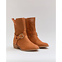 Stiefelette Orange Suedine Schnalle Niedriger Absatz