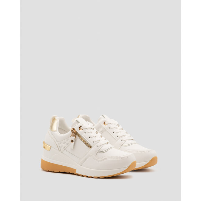 Wedge-Sneakers Weiß Reißverschluss Gold