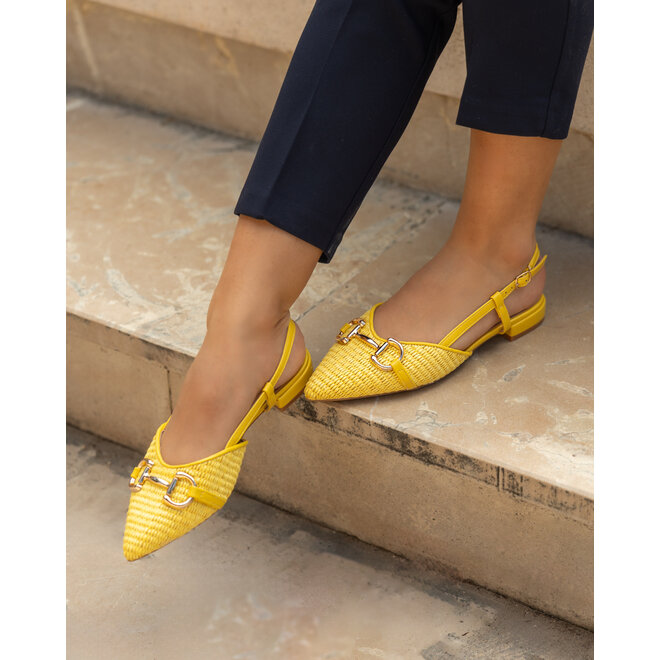 Slingback Geel Canvas Gesp