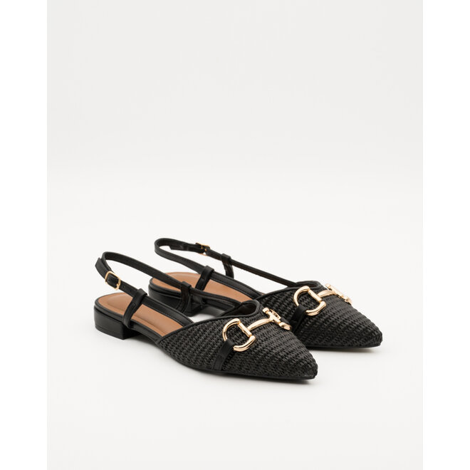 Slingback Schwarz Canvas Schnalle