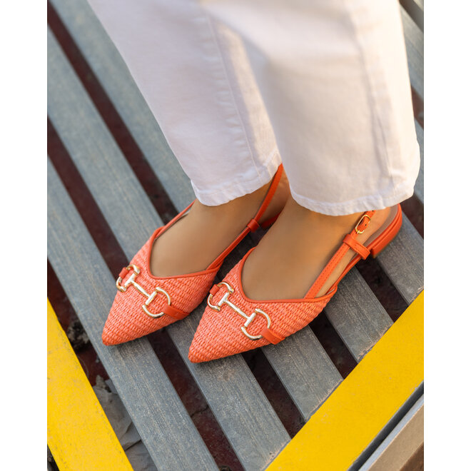 Slingback Oranje Canvas Gesp