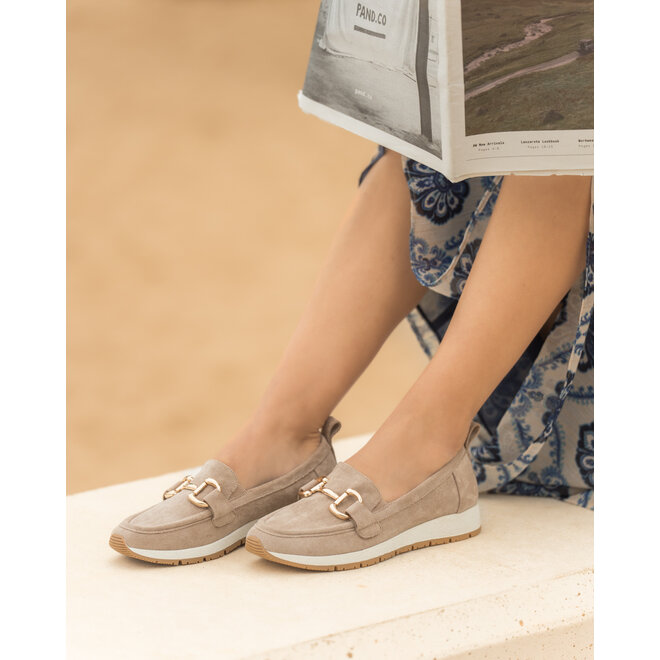 Mokassins Khaki aus Wildlederimitat mit Schnalle