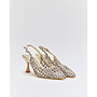 Slingback Gold Offen Grau metallic