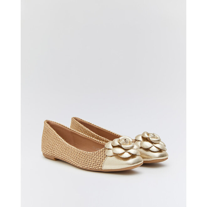 Ballerina Beige Segeltuch Blume Gold