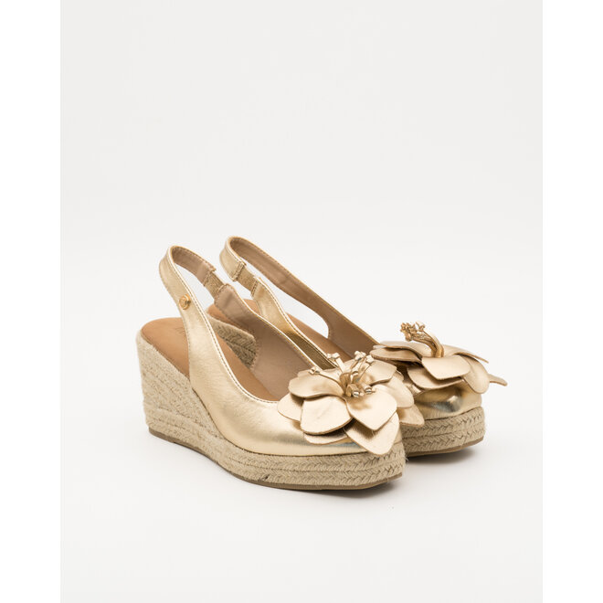 Sleehak Sandalen Goud Bloem