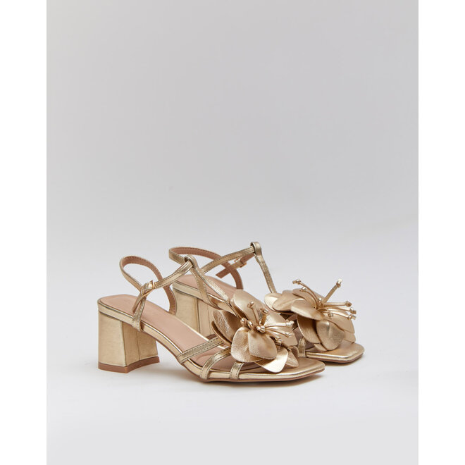 Sandalen mit Absatz Gold Flower