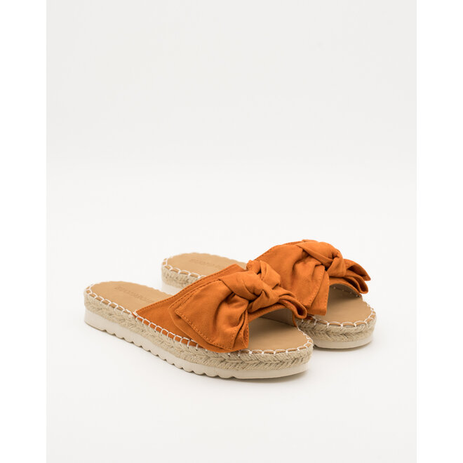 Pantoffel Orange suedine mit Schleife